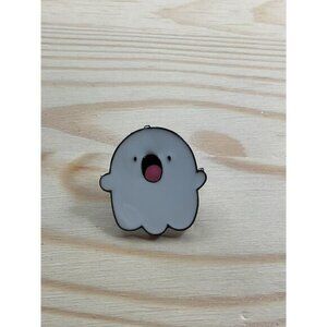Cute Ghost Enamel Lapel Pin With Silver-Tone Metal Backing